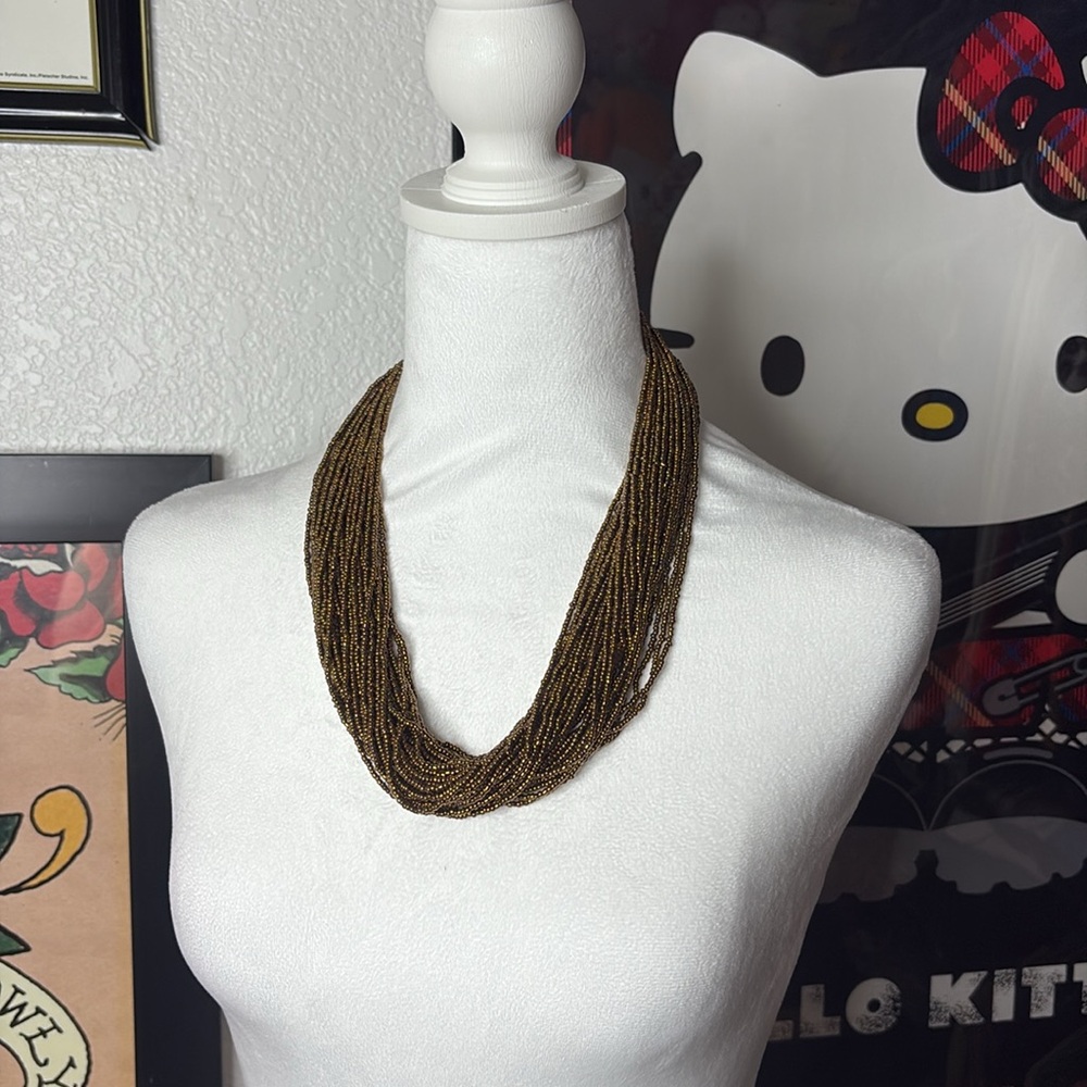 Bohemian Indie Brown Beaded Statement Necklace